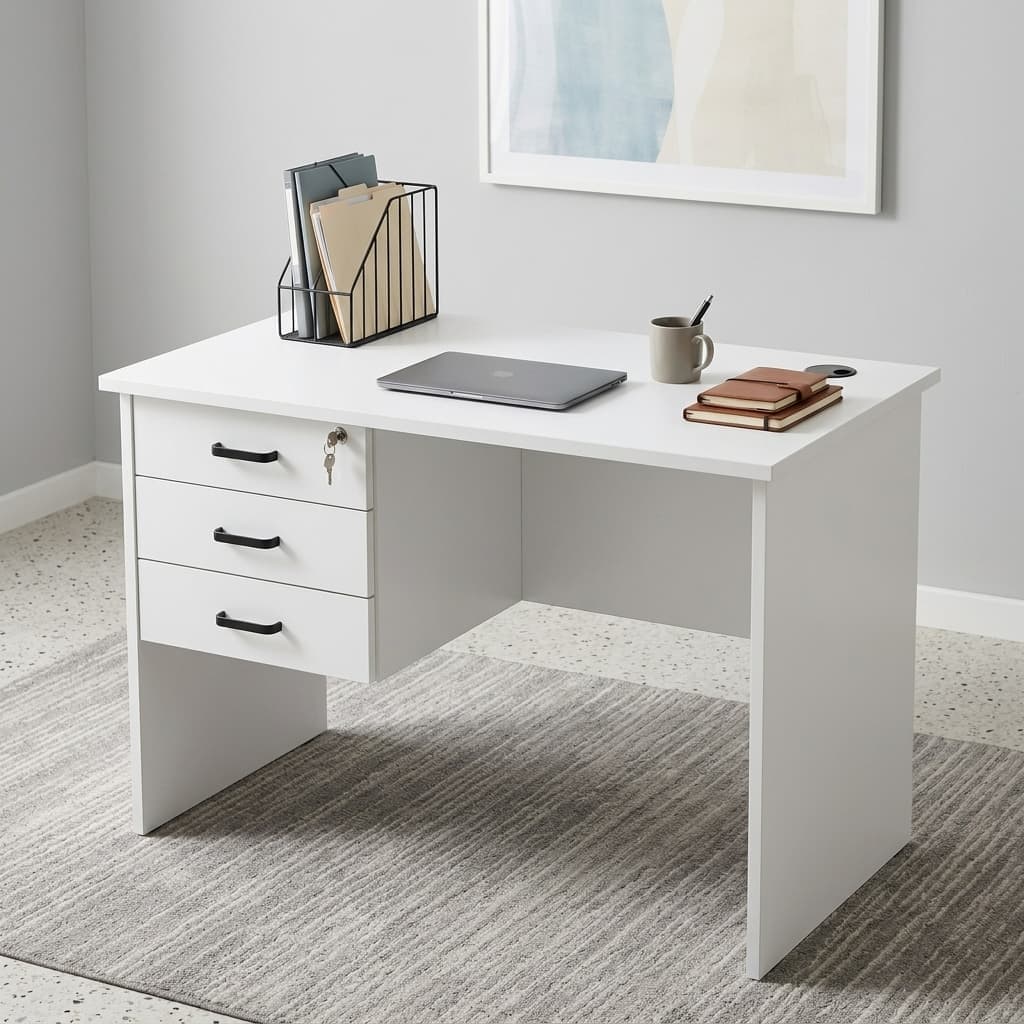 1.2m White Office Study Desk